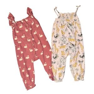 Bundle of 2 H&M Baby Jumpsuits With Animal Prints Size 12-18 Months